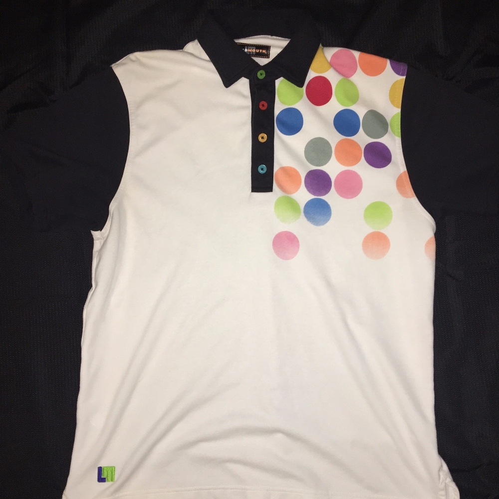 LoudMouth polka dot collard t shirt VTG